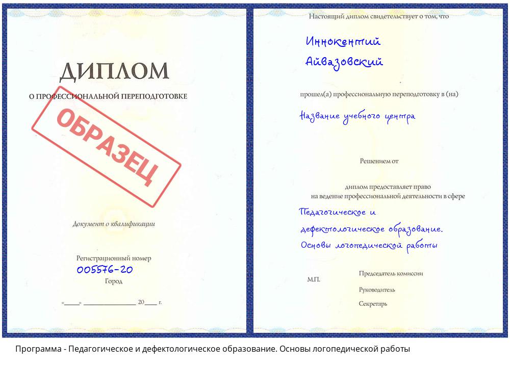 Педагогическое и дефектологическое образование. Основы логопедической работы Нижнеудинск
